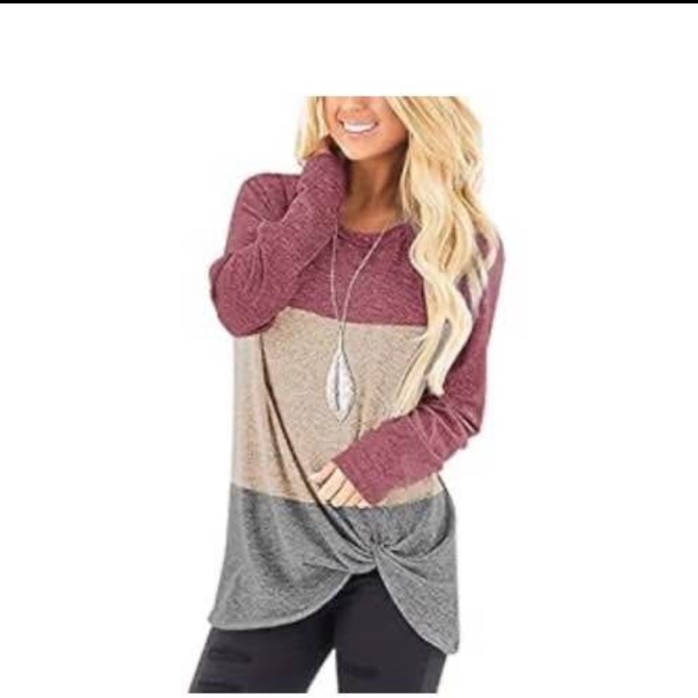 Colorblock Long Sleeve Women's Top- XXL